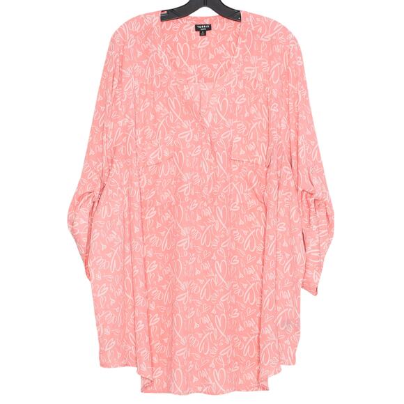 Torrid Top Harper Heart 3/4 Sleeve Coquette Cottagecore Feminine Boho Pink 6 6X - Picture 6 of 6